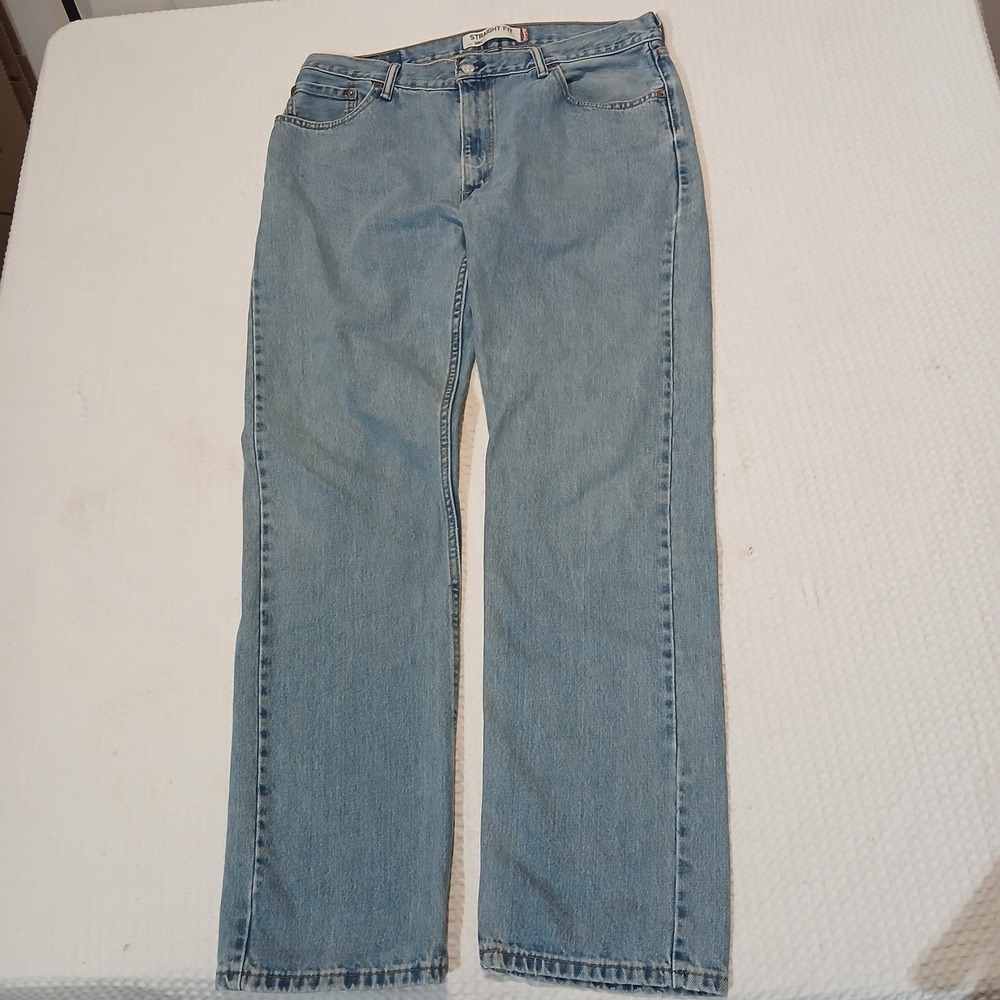 Levis 505 Straight Fit Jeans Light Wash Blue Denim 36x34 Mens
